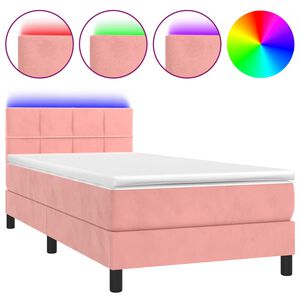 vidaXL Boxspringbett mit Matratze & LED Rosa 80x200 cm Samt