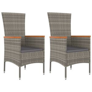 vidaXL Gartenst&uuml;hle mit Kissen 2 Stk. Poly Rattan Grau