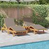 vidaXL Sonnenliege 2 pcs Taupe 200 x 67 x 84cm Massivholz Akazie