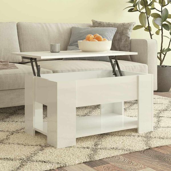 vidaXL Couchtisch Hochglanz-Wei&szlig; 79x49x41 cm Holzwerkstoff