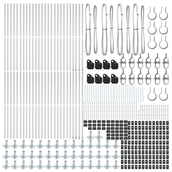 vidaXL Zaunpfosten Sonstiges 52 pcs Grau 3,2 x 3,2 x 83,5 cm Stahl