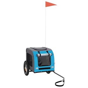 vidaXL Fahrradanh&auml;nger Hunde Blau und Grau Oxford-Gewebe und Eisen