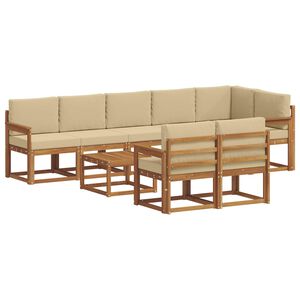 vidaXL Outdoor-Sofagarnitur mit Kissen 9 pcs Natur und Beige