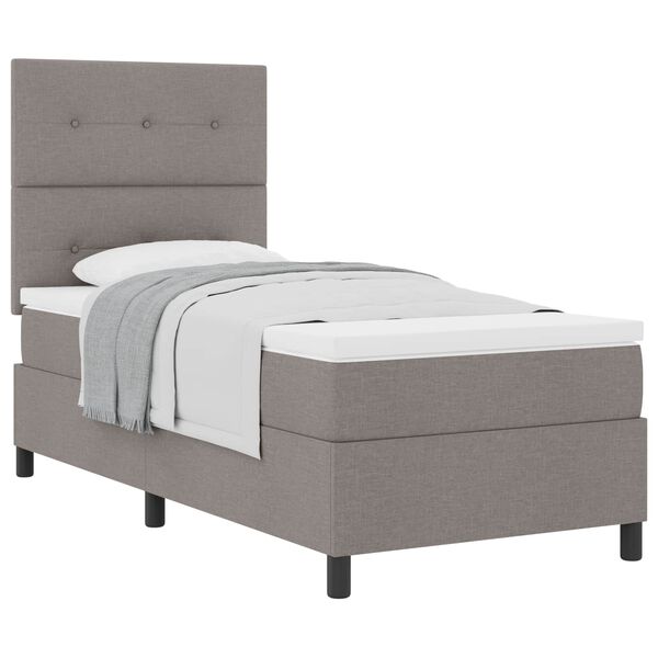 vidaXL Boxspringbett mit Matratze mit Kopfteil Taupe 90 x 190 cm Stoff