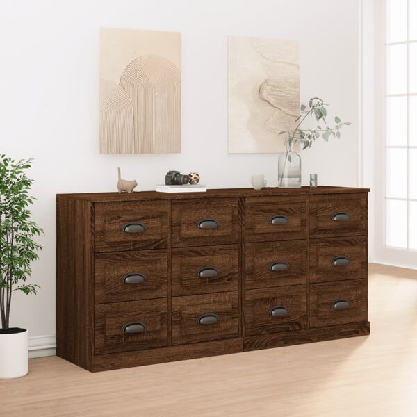 vidaXL Sideboards 2 Stk. Braun Eichen-Optik Holzwerkstoff