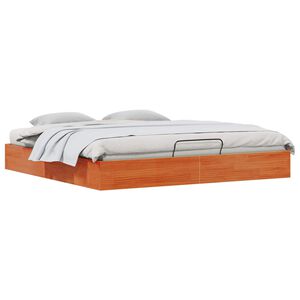 vidaXL Ottoman Bettgestell mit Stauraum Wachsbraun 180 x 200 cm