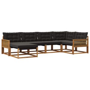 vidaXL Outdoor-Sofagarnitur 6 stk. Nat&uuml;rlich und Schwarz