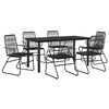 vidaXL 7-tlg. Garten-Essgruppe Schwarz PVC-Rattan