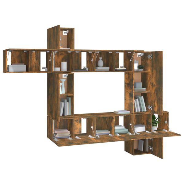 vidaXL 10-tlg. TV-Schrank-Set R&auml;uchereiche Holzwerkstoff