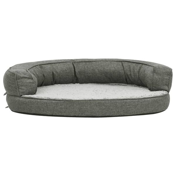 vidaXL Hundematratze Ergonomisch 75x53 cm Leinenoptik Fleece Grau