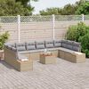 vidaXL Garten-Sofa-Set 11 pcs Beige und Hellgrau Poly Rattan