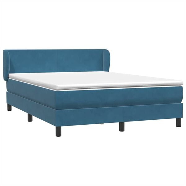 vidaXL Boxspringbett mit Matratze Dunkelblau 140x210 cm Samt