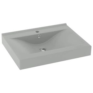 vidaXL Luxus-Waschbecken mit Hahnloch Matt-Hellgrau 60x46 cm Keramik