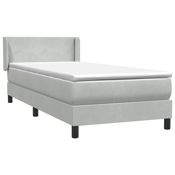 vidaXL Boxspringbett mit Matratze Hellgrau 90x220 cm Samt