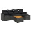 vidaXL 6-tlg. Garten-Sofagarnitur mit Kissen Schwarz Poly Rattan