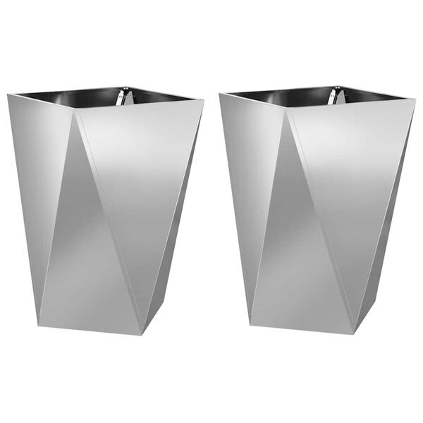 vidaXL Pflanzk&uuml;bel 2 pcs Silber 50 x 50 x 75 cm Verzinkter Stahl