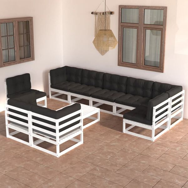vidaXL 10-tlg. Garten-Lounge-Set mit Kissen Massivholz Kiefer