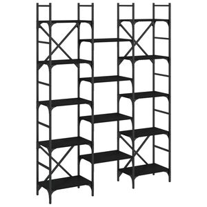 vidaXL B&uuml;cherregal Schwarz 127,5x28,5x172,5 cm Holzwerkstoff