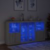 vidaXL Sideboard mit LED-Leuchten Grau Sonoma 202x37x100 cm