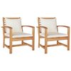 vidaXL Stuhl 2 St&uuml;ck Braun und Creme 65 x 60 x 76,5 cm Massivholz Teak
