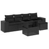 vidaXL 6-tlg. Garten-Sofagarnitur mit Kissen Schwarz Poly Rattan