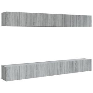vidaXL 8-tlg. TV-Schrank-Set Grau Sonoma 60x30x30 cm Holzwerkstoff