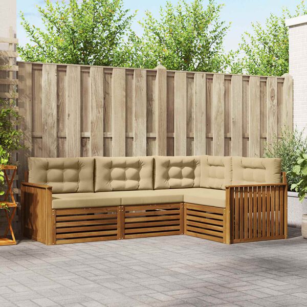 vidaXL Outdoor-Sofagarnitur mit Kissen 4 pcs Natur und Beige