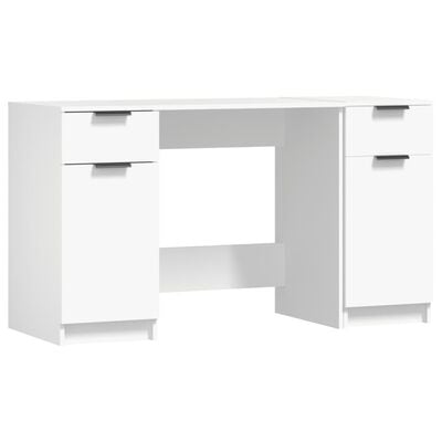 vidaXL Schreibtisch mit Beistellschrank Weiß Holzwerkstoff