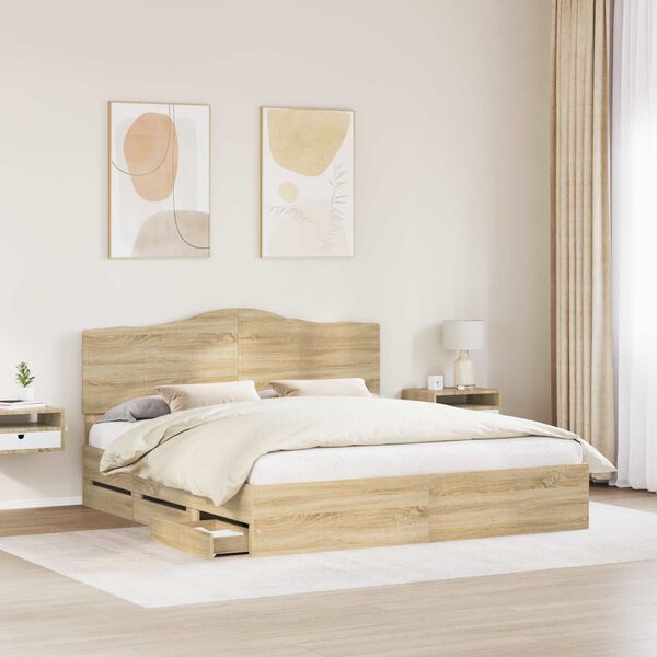 vidaXL Bettrahmen Sonoma-Eiche 180 x 200 cm Ingenieurs Holz