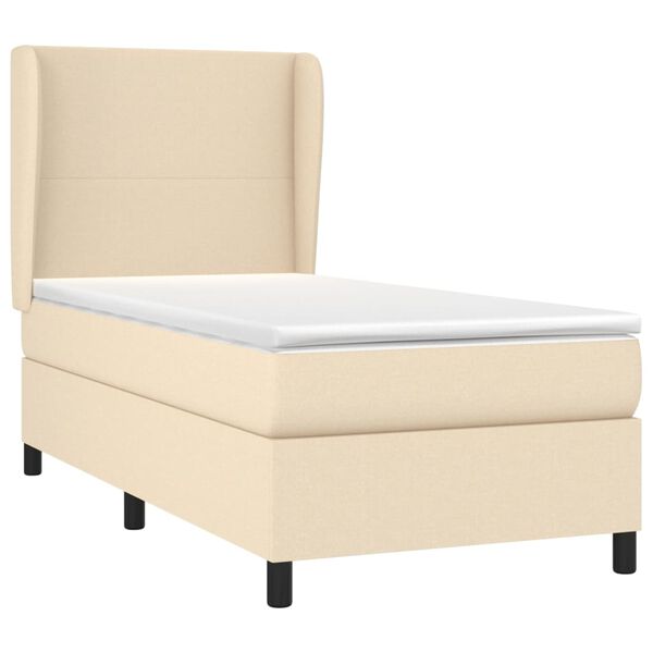vidaXL Boxspringbett mit Matratze Creme 100x200 cm Stoff