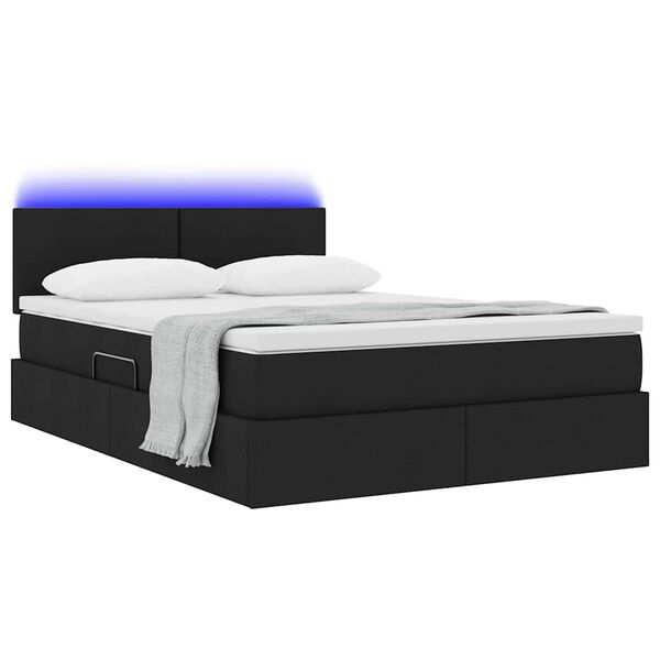 vidaXL Bett mit Stauraum und LED Schwarz 140 x 190 cm Polyester