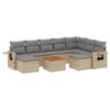 vidaXL 10-tlg. Garten-Sofagarnitur mit Kissen Beige Poly Rattan