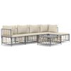 vidaXL 6-tlg. Garten-Lounge-Set mit Kissen Anthrazit Poly Rattan