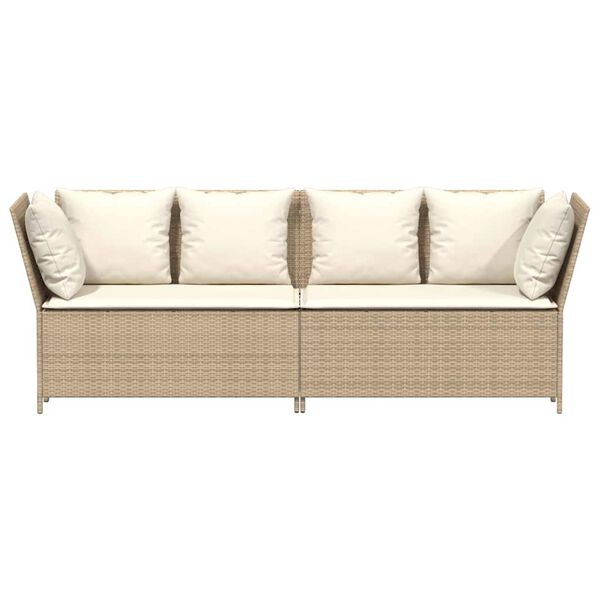 vidaXL Gartensofa mit Kissen Beige Poly Rattan