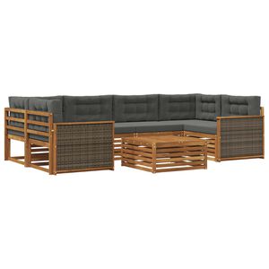 vidaXL Outdoor-Sofagarnitur mit Kissen 7 pcs Natur und Anthrazit