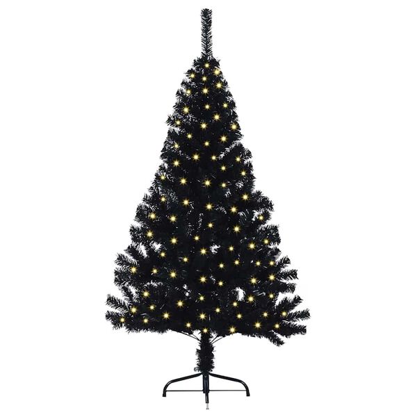 vidaXL K&uuml;nstlicher vorbeleuchteter Weihnachtsbaum Schwarz 120 cm PVC