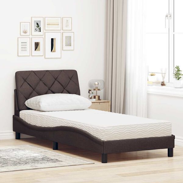 vidaXL Bett mit Matratze Dunkelbraun 90x190 cm Stoff
