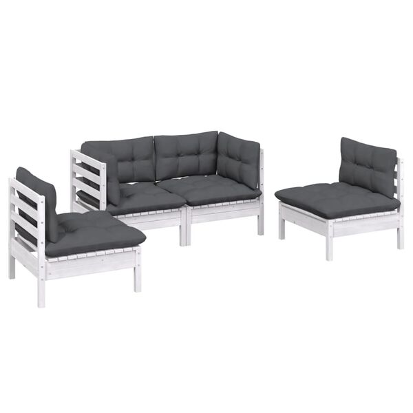 vidaXL 4-tlg. Garten-Lounge-Set mit Kissen Kiefer Massivholz