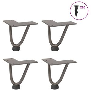 vidaXL Haarnadelbeine f&uuml;r Couchtisch 4 Stk. Naturstahl 10 cm Massivstahl