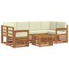 vidaXL Outdoor-Sofagarnitur 7 pcs Natur und Creme Massivholz Akazie