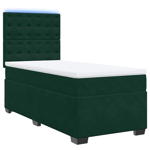 vidaXL Boxspringbett mit Matratze Dunkelgr&uuml;n 100x200 cm Samt