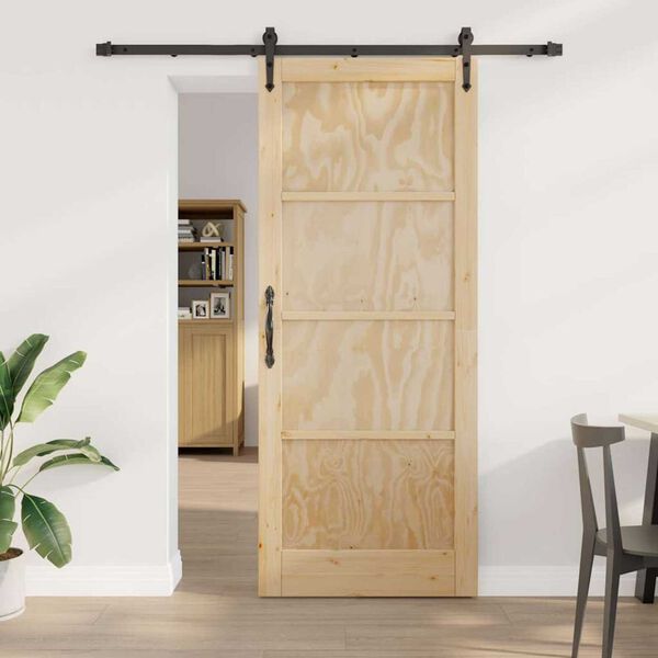 vidaXL Schiebetür ORKDAL Braun 86 x 211 cm Massives Kiefernholz