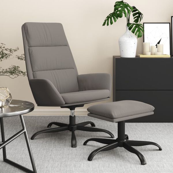 vidaXL Relaxsessel mit Hocker Hellgrau Samt