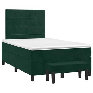 vidaXL Boxspringbett mit Matratze Dunkelgr&uuml;n 120x190 cm Samt