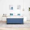 vidaXL Boxspringbett Blau und Wei&szlig; 203 x 140 x 60 cm Cordstoff