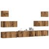vidaXL 7-tlg. TV-Schrank-Set Wandmontage Altholz-Optik Holzwerkstoff