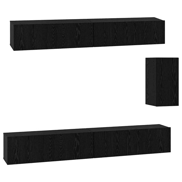 vidaXL Wand-TV-Schrank 3 pcs Schwarz Eichen-Optik Holzwerkstoff