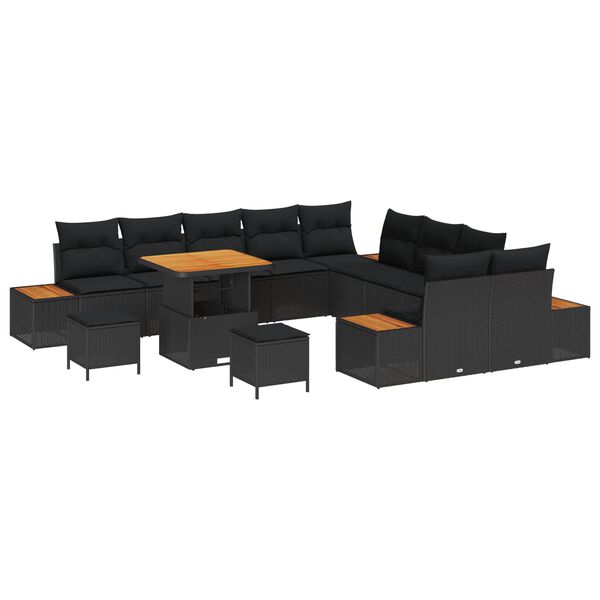 vidaXL Gartensofa-set 13 pcs Schwarz Poly-Rattan