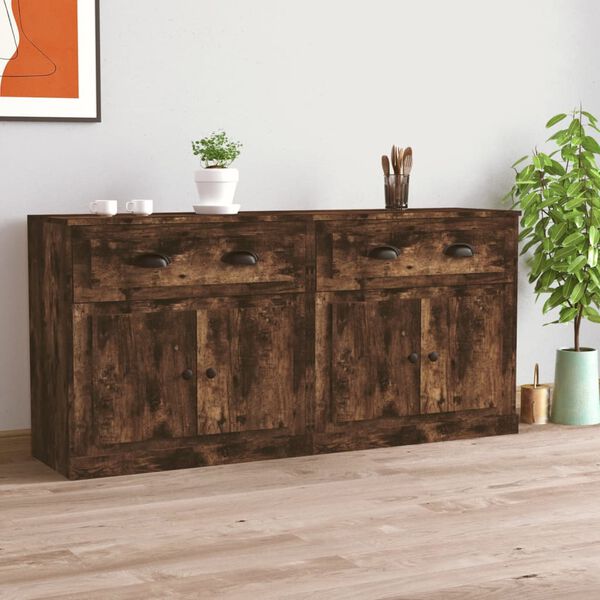 vidaXL Sideboards 2 Stk. Räuchereiche Holzwerkstoff