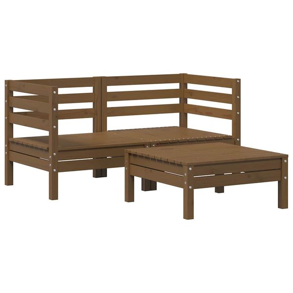 vidaXL 3-tlg. Garten-Lounge-Set Massivholz Kiefer Honigbraun